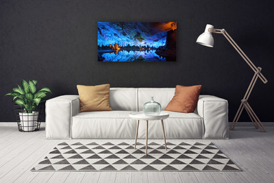 Canvas doek foto Glacier cave light