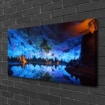 Canvas doek foto Glacier cave light