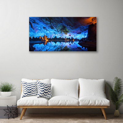 Canvas doek foto Glacier cave light