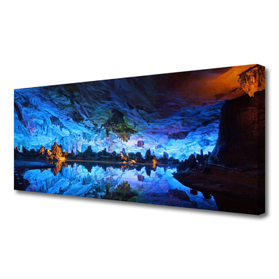 Canvas doek foto Glacier cave light