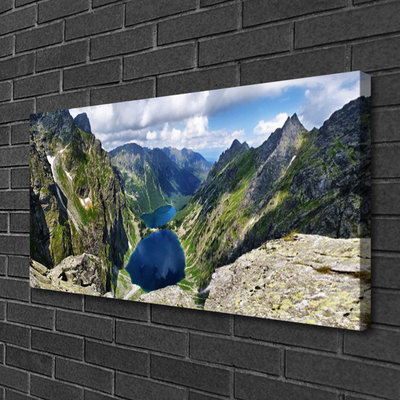 Canvas doek foto Mountain lake valley pieken