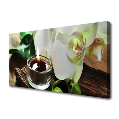 Canvas doek foto Orchid kaars spa