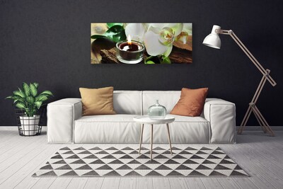 Canvas doek foto Orchid kaars spa