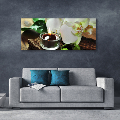 Canvas doek foto Orchid kaars spa