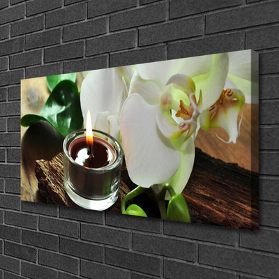 Canvas doek foto Orchid kaars spa