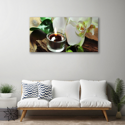 Canvas doek foto Orchid kaars spa