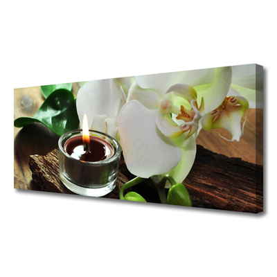 Canvas doek foto Orchid kaars spa