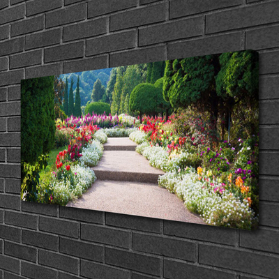 Canvas doek foto Bloemen garden park trappen