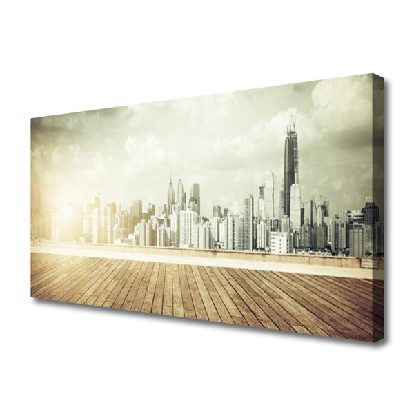 Canvas doek foto New york city wolkenkrabbers