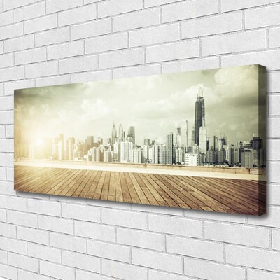 Canvas doek foto New york city wolkenkrabbers