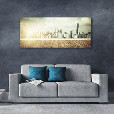 Canvas doek foto New york city wolkenkrabbers