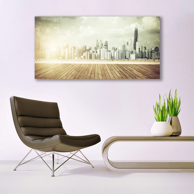 Canvas doek foto New york city wolkenkrabbers