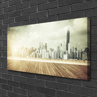 Canvas doek foto New york city wolkenkrabbers