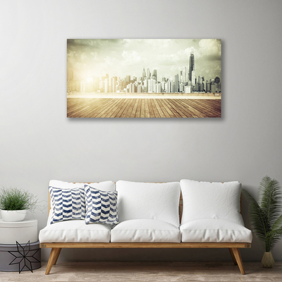 Canvas doek foto New york city wolkenkrabbers