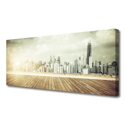 Canvas doek foto New york city wolkenkrabbers