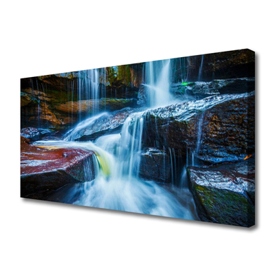 Foto op canvas Rotsen van de rivier natuur van de waterval