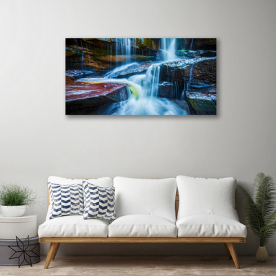Foto op canvas Rotsen van de rivier natuur van de waterval