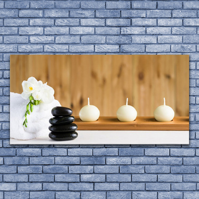 Foto op canvas Kaarsen spa cabinet