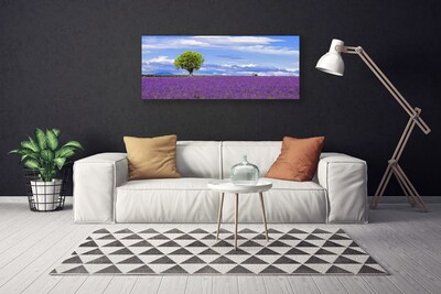 Foto op canvas Gebied van de lavendel nature tree