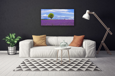 Foto op canvas Gebied van de lavendel nature tree