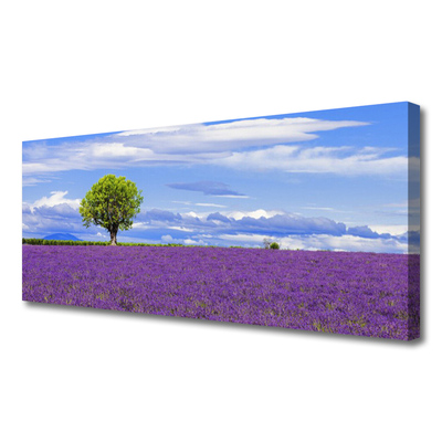 Foto op canvas Gebied van de lavendel nature tree