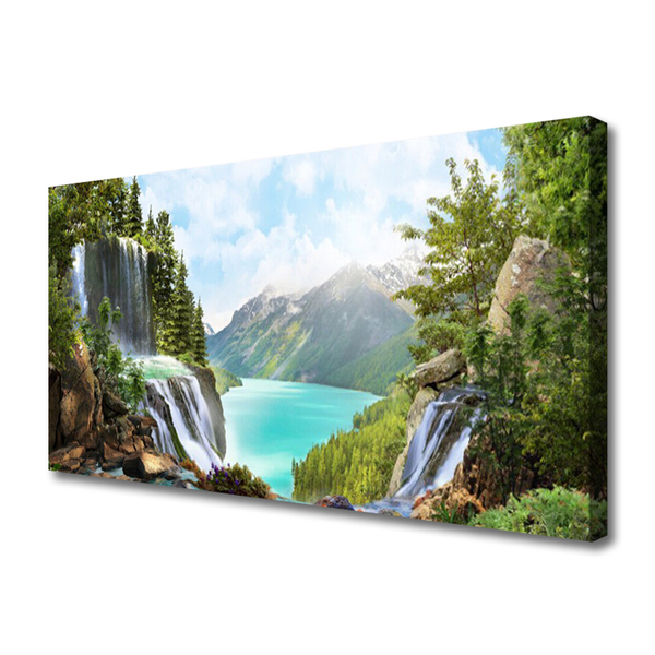 Foto op canvas Mountain waterfall bay