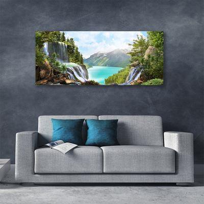 Foto op canvas Mountain waterfall bay