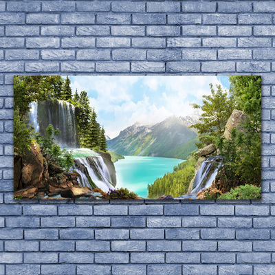 Foto op canvas Mountain waterfall bay