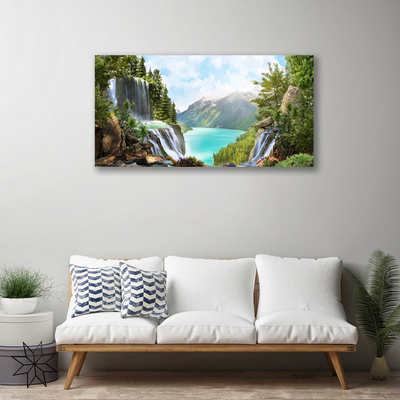 Foto op canvas Mountain waterfall bay