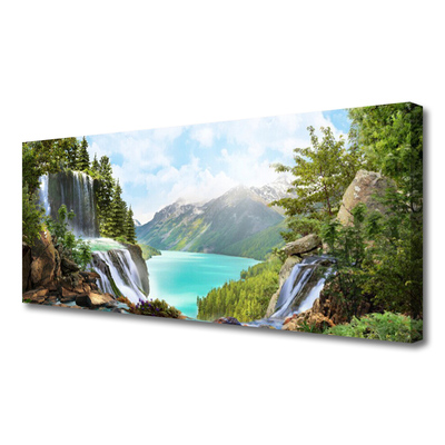 Foto op canvas Mountain waterfall bay