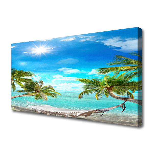 Foto op canvas Tropische palmbomen hangmat beach