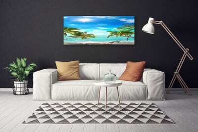 Foto op canvas Tropische palmbomen hangmat beach