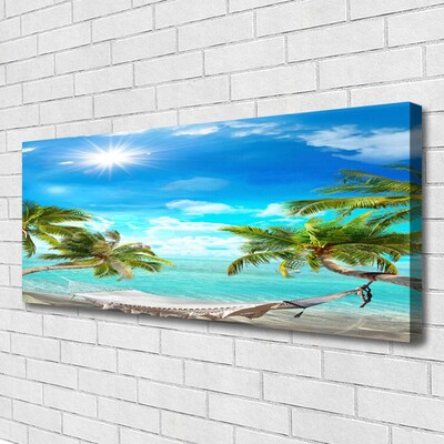 Foto op canvas Tropische palmbomen hangmat beach