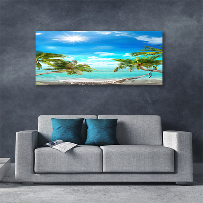 Foto op canvas Tropische palmbomen hangmat beach