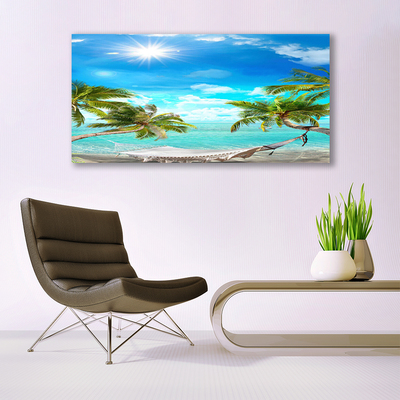 Foto op canvas Tropische palmbomen hangmat beach