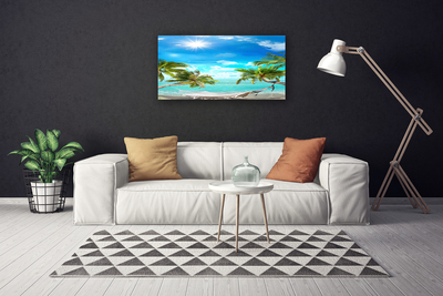 Foto op canvas Tropische palmbomen hangmat beach