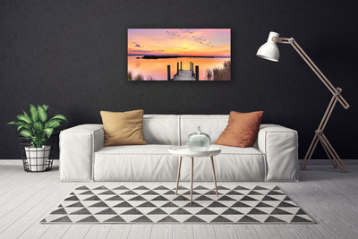 Foto op canvas Pier sunset lake