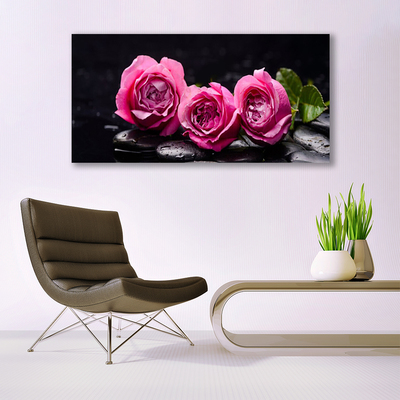 Foto op canvas Zen spa stones roses natuur