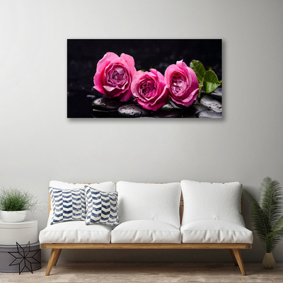 Foto op canvas Zen spa stones roses natuur