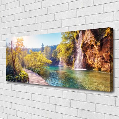 Foto op canvas Lake landscape waterfall