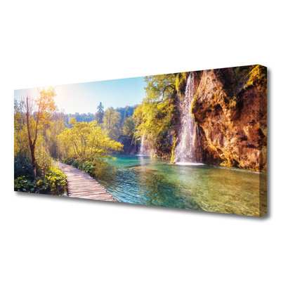 Foto op canvas Lake landscape waterfall
