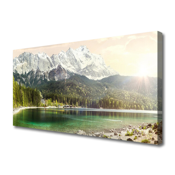 Foto op canvas Mountains forest lake landscape