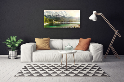 Foto op canvas Mountains forest lake landscape