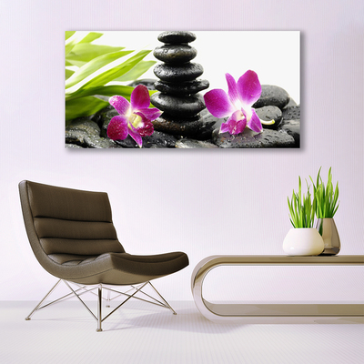 Foto op canvas Orchid zen spa stones