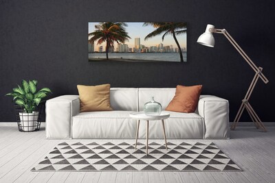 Foto op canvas Tropische palm city sea