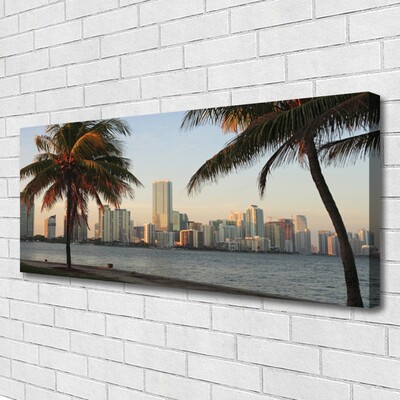 Foto op canvas Tropische palm city sea