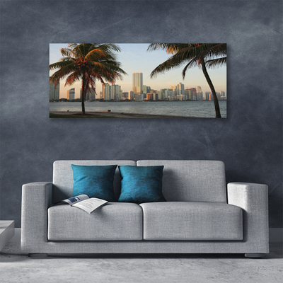 Foto op canvas Tropische palm city sea