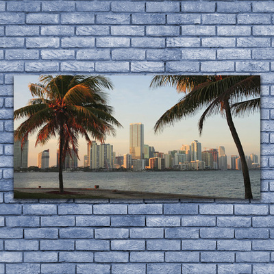 Foto op canvas Tropische palm city sea