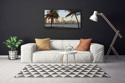 Foto op canvas Tropische palm city sea