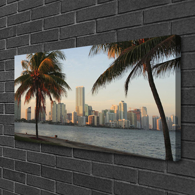 Foto op canvas Tropische palm city sea